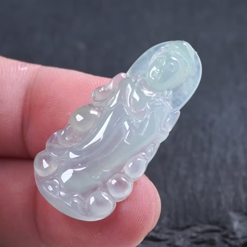 冰種晴水翡翠觀音菩薩項鍊 | 天然緬甸玉翡翠A貨 | 送禮