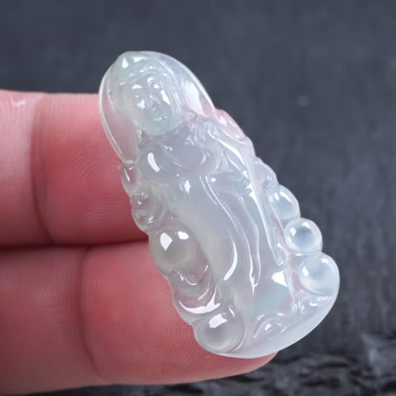 冰種晴水翡翠觀音菩薩項鍊 | 天然緬甸玉翡翠A貨 | 送禮