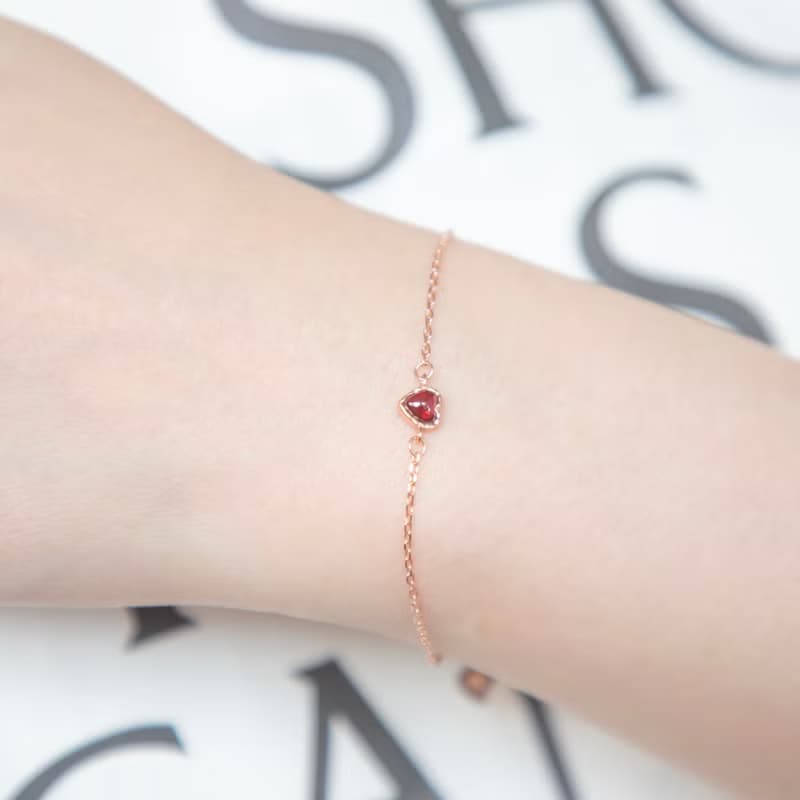 石榴石925純銀融心melting heart手鍊