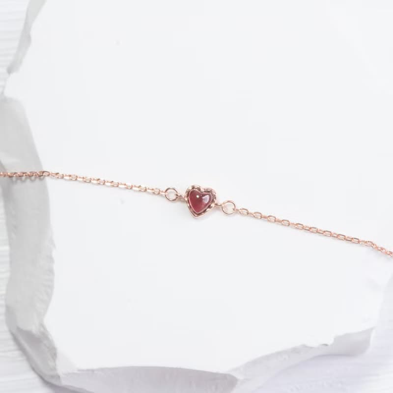 石榴石925純銀融心melting heart手鍊