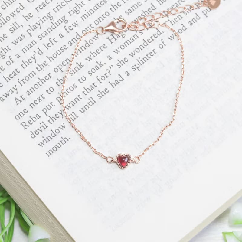 石榴石925純銀融心melting heart手鍊
