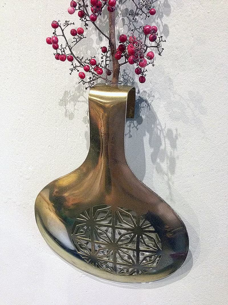 黃銅製壁掛花器小品/花窗花影B款,手作的詩用金屬工藝為生活寫詩