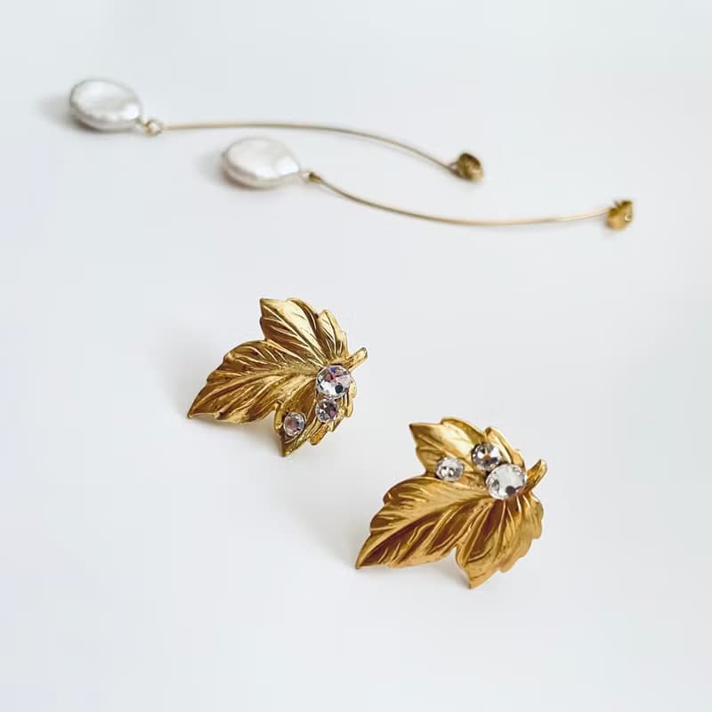 リーフとコインパール 2wayピアス