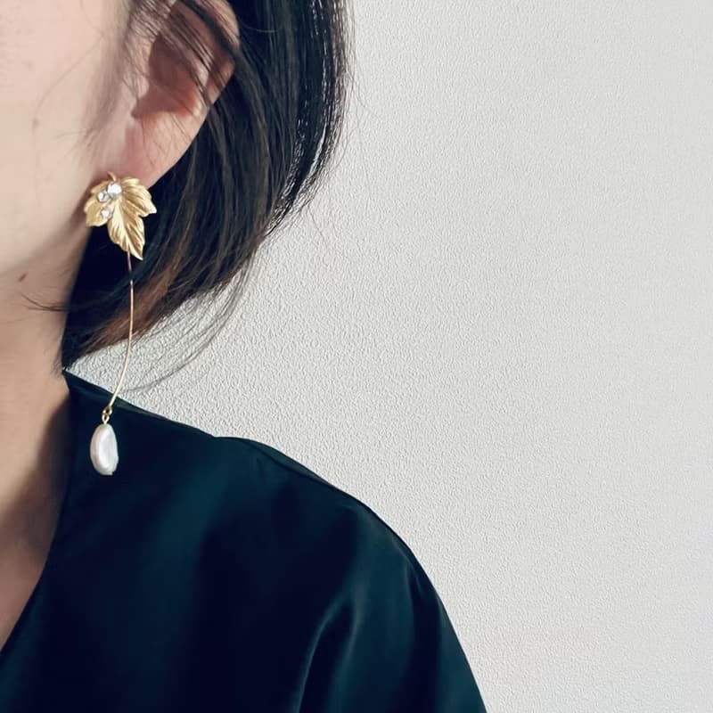 リーフとコインパール 2wayピアス