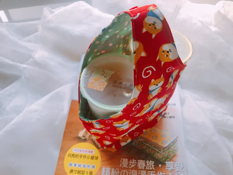 酒袋型/雙杯環保飲料杯袋/雙杯袋-喜紅柴犬