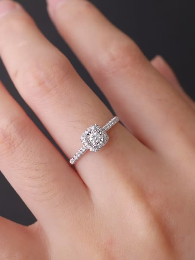 18k 白k金 10分 經典放大鑽石戒指 750 婚戒 求婚戒指