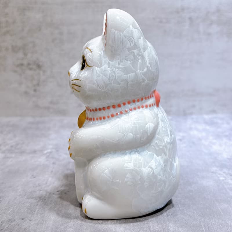 【白晶開運】日本清水燒招財貓 | 花結晶 - 白 開運