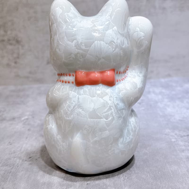 【白晶開運】日本清水燒招財貓 | 花結晶 - 白 開運