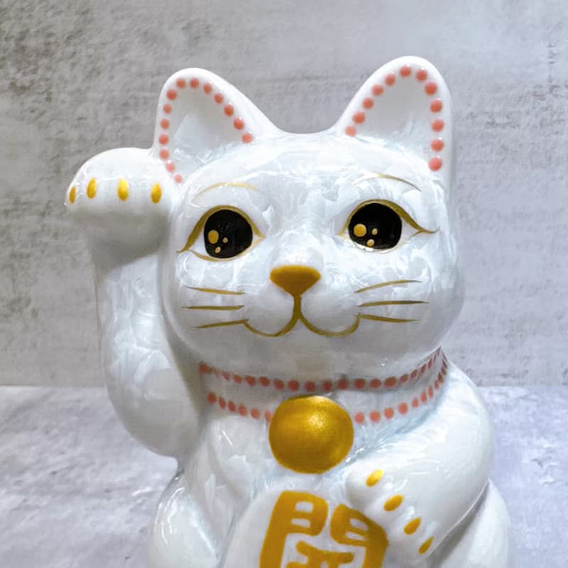 【白晶開運】日本清水燒招財貓 | 花結晶 - 白 開運