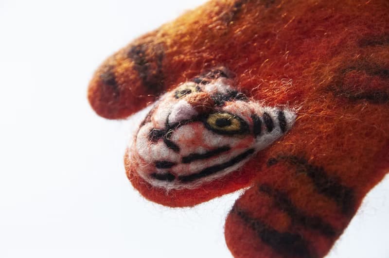 交換禮物 波希米亞森林系羊毛氈杯墊 動物濕氈杯墊-老虎吸水杯墊