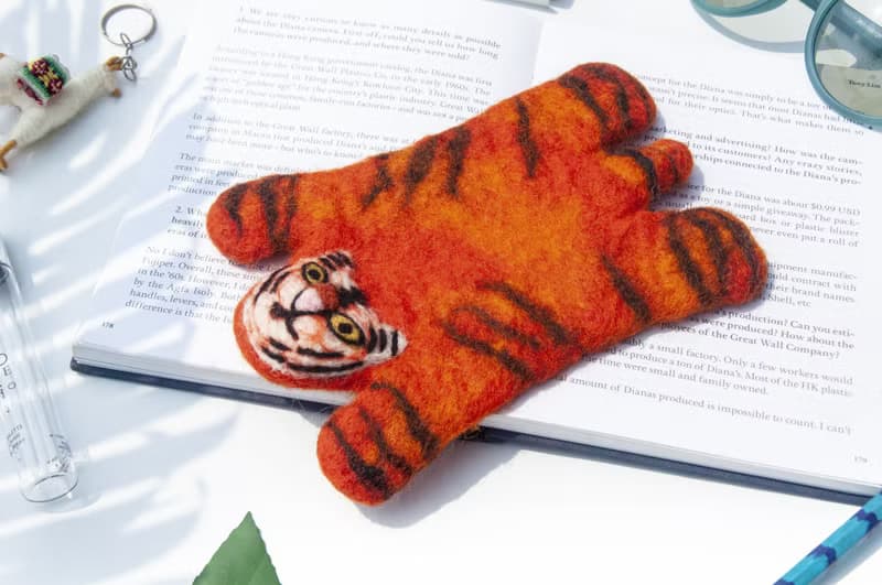 交換禮物 波希米亞森林系羊毛氈杯墊 動物濕氈杯墊-老虎吸水杯墊