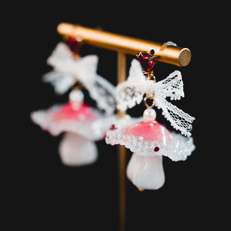 【小蘑菇】蘑菇耳環 | 森女 森林系 日系耳環 手作飾品 生日禮物
