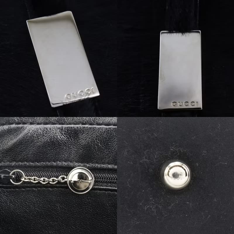 【日本直送】グッチ GUCCI オールドグッチ トートバッグ 000.2296.0528 ハラコ 黒 レディース【中古】