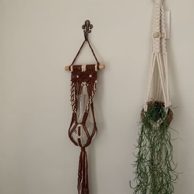 Macrame 編織巧克力牛奶植物收納吊飾