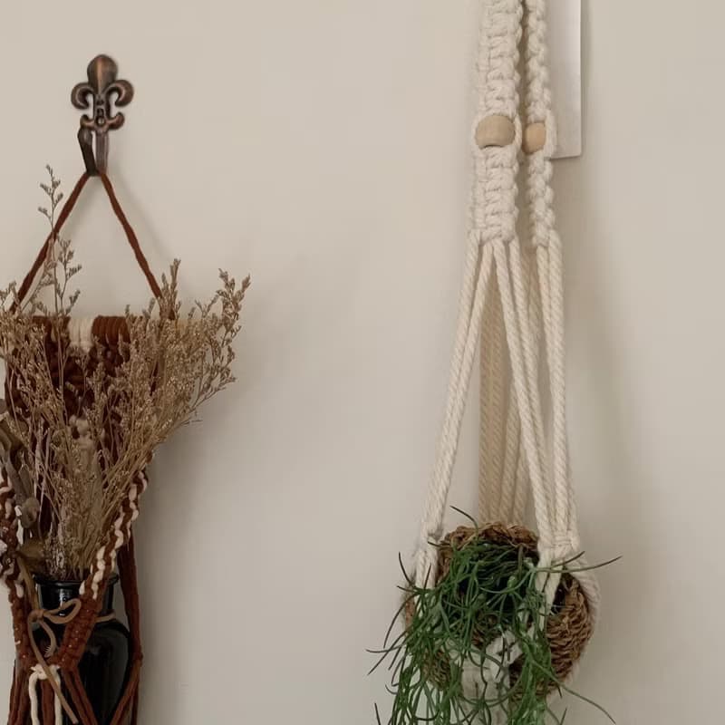 Macrame 編織巧克力牛奶植物收納吊飾