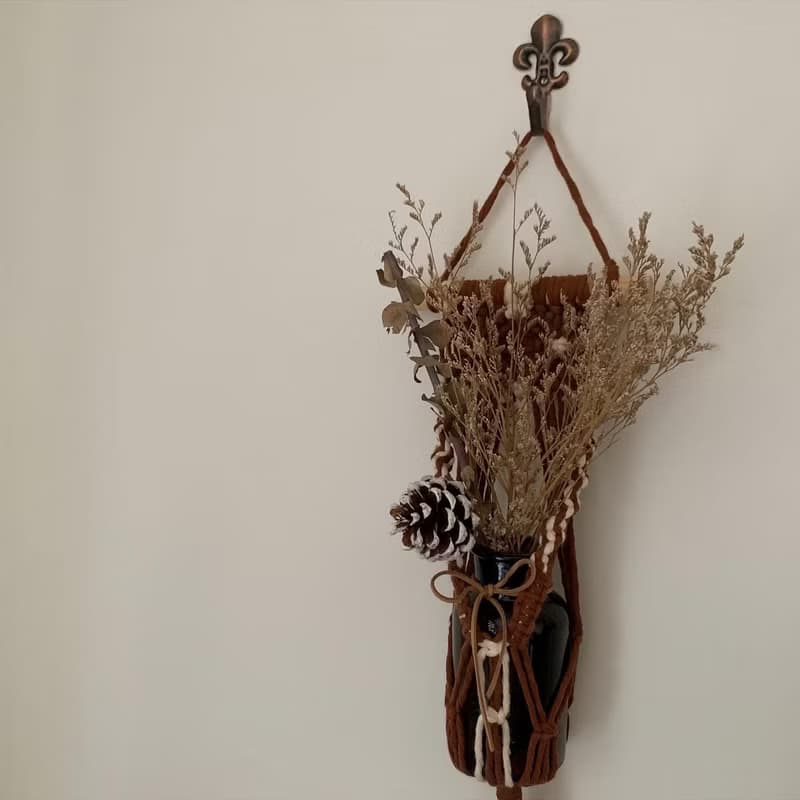 Macrame 編織巧克力牛奶植物收納吊飾