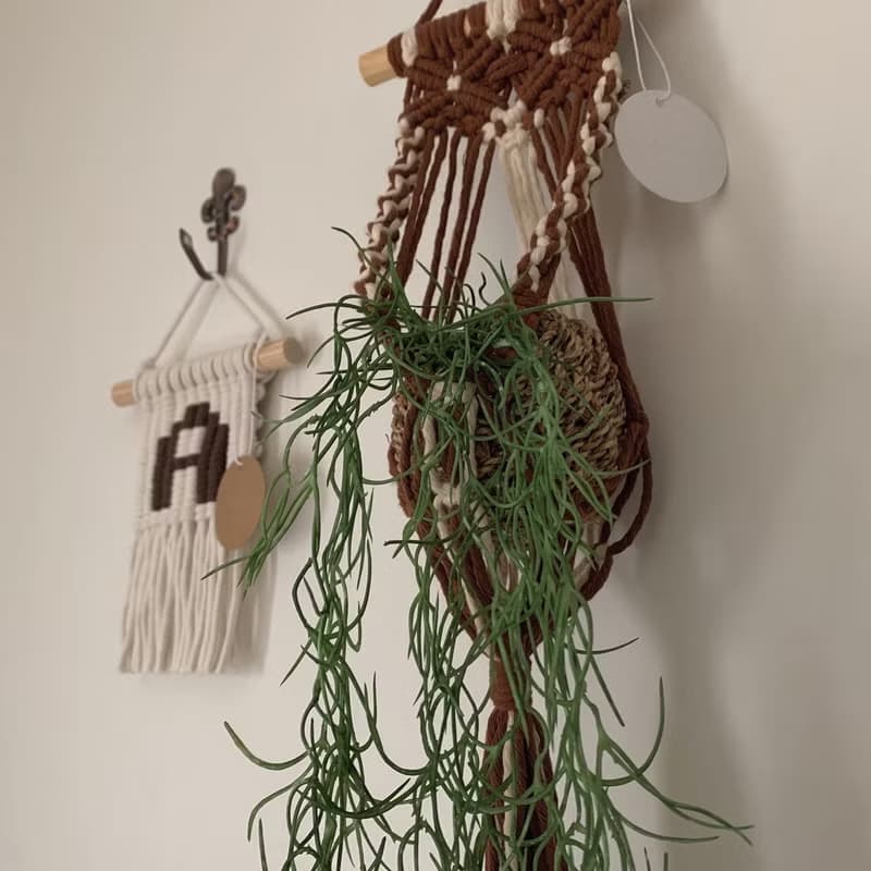 Macrame 編織巧克力牛奶植物收納吊飾