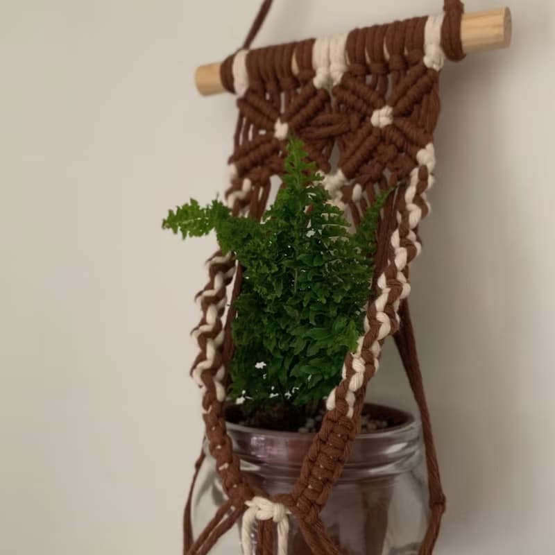 Macrame 編織巧克力牛奶植物收納吊飾