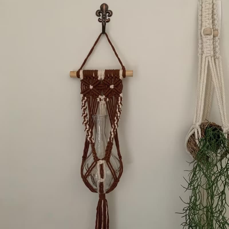 Macrame 編織巧克力牛奶植物收納吊飾