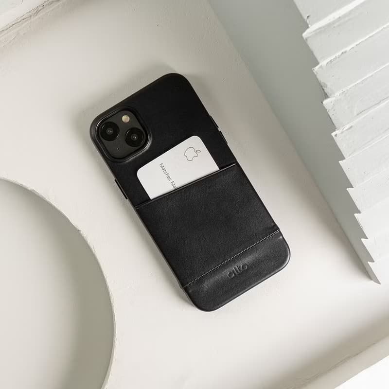 插卡防摔皮革手機殼iPhone 14系列—渡鴉黑