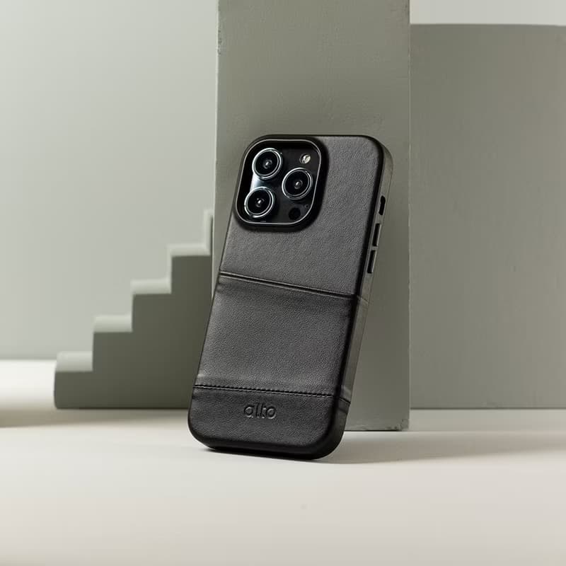 插卡防摔皮革手機殼iPhone 14系列—渡鴉黑