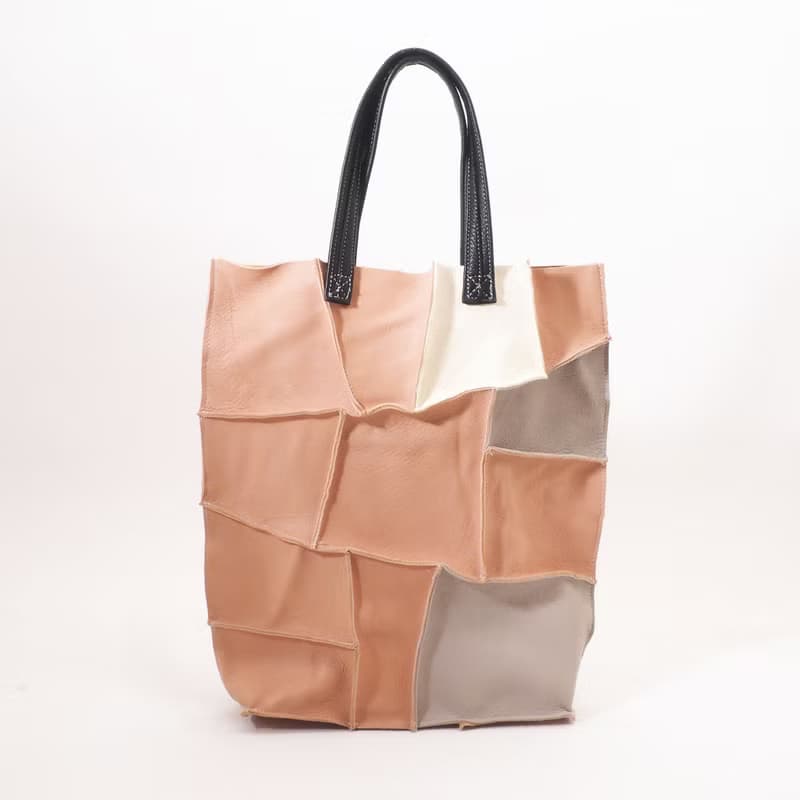 つぎbagM#pink,gray,white/本革/山羊革/リバーシブル/手提げ/ハンドバッグ/HB048