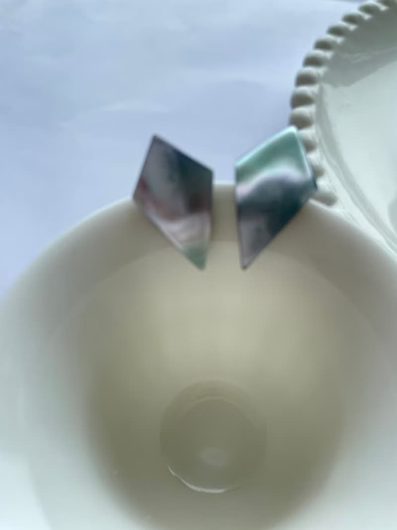 菱形 馬貝珍珠 禮物 純銀耳針
