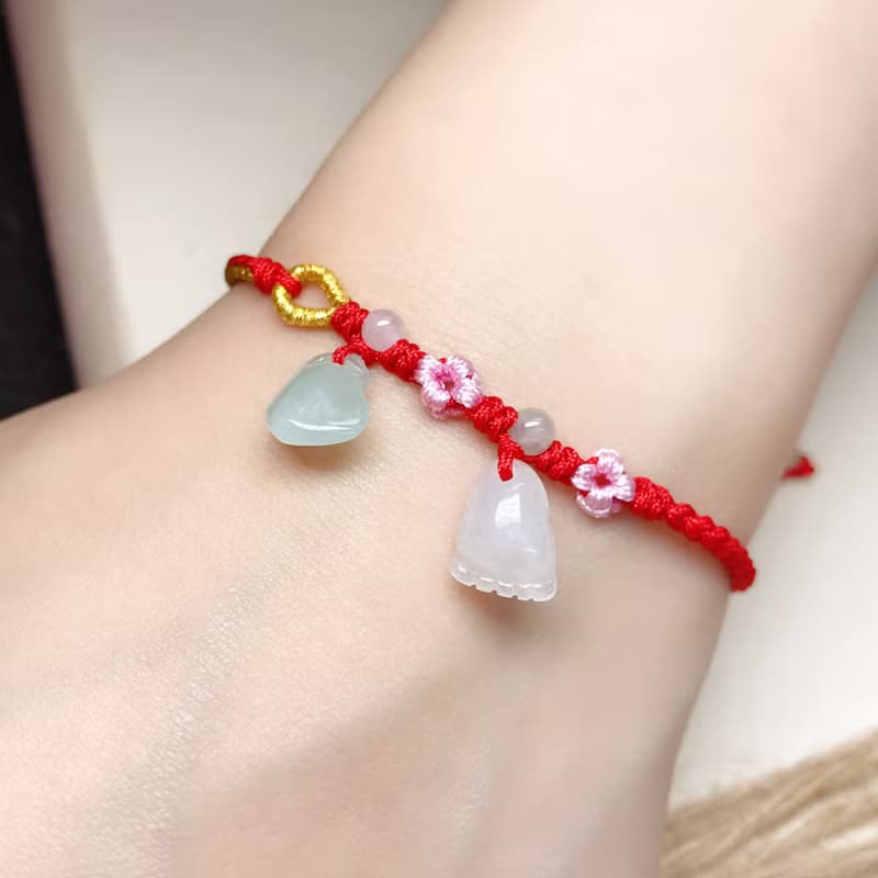冰種翡翠小腳編織手鍊 | 天然緬甸A貨翡翠 | 小手圍