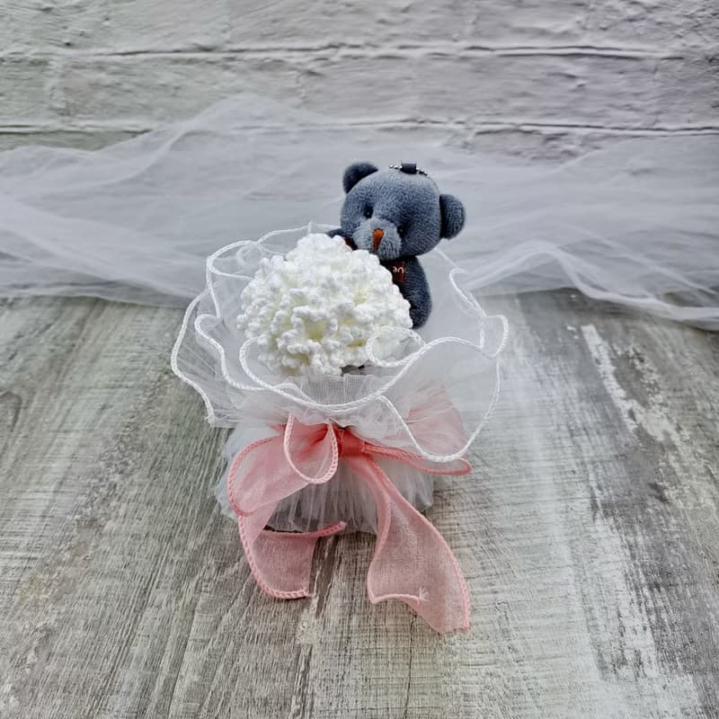 手鉤康乃馨小熊花束 生日禮物 情人節 母親節 【8色】 CRF-040