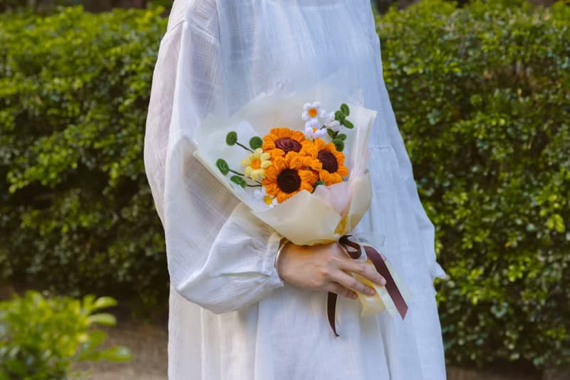 日光緩緩 手工毛根向日葵花束 畢業花束禮物 生日花束 老師花束