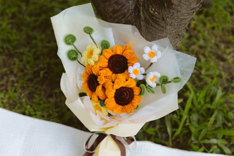 日光緩緩 手工毛根向日葵花束 畢業花束禮物 生日花束 老師花束