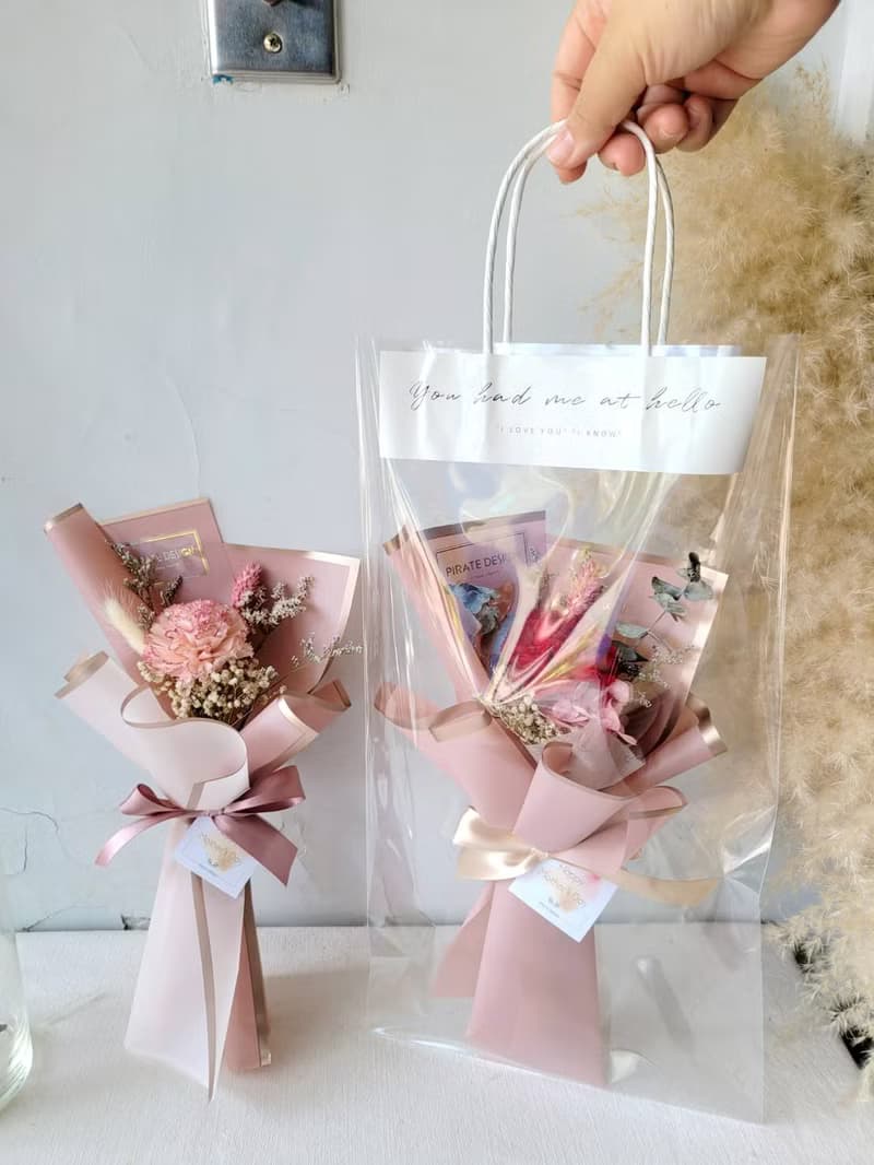 母親節花禮│永生/乾燥 單支康乃馨花束 +附韓風提袋