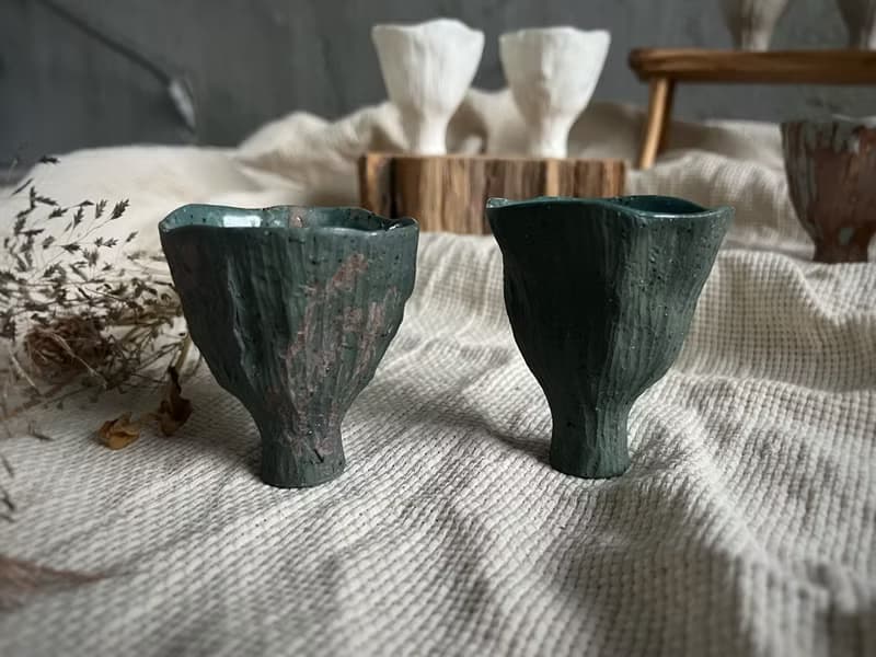 宴會盛放茶酒花杯・品茶杯・小酒杯・對杯  / 沼澤藍 /