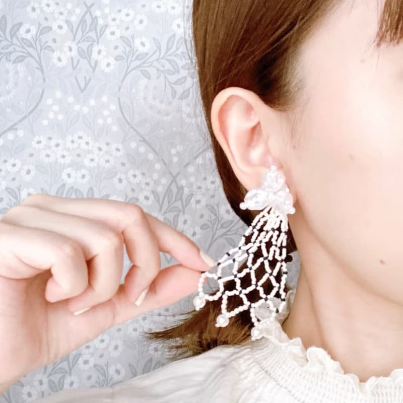 lacy beads　耳飾　palace purple