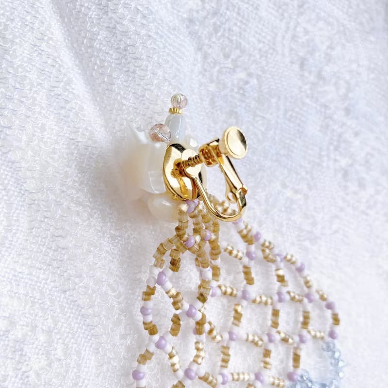 lacy beads　耳飾　palace purple