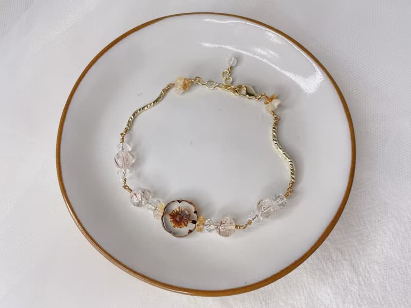 茶花之韻 || 黑金超七 白水晶 黃水晶 日系手鍊 水晶手鍊