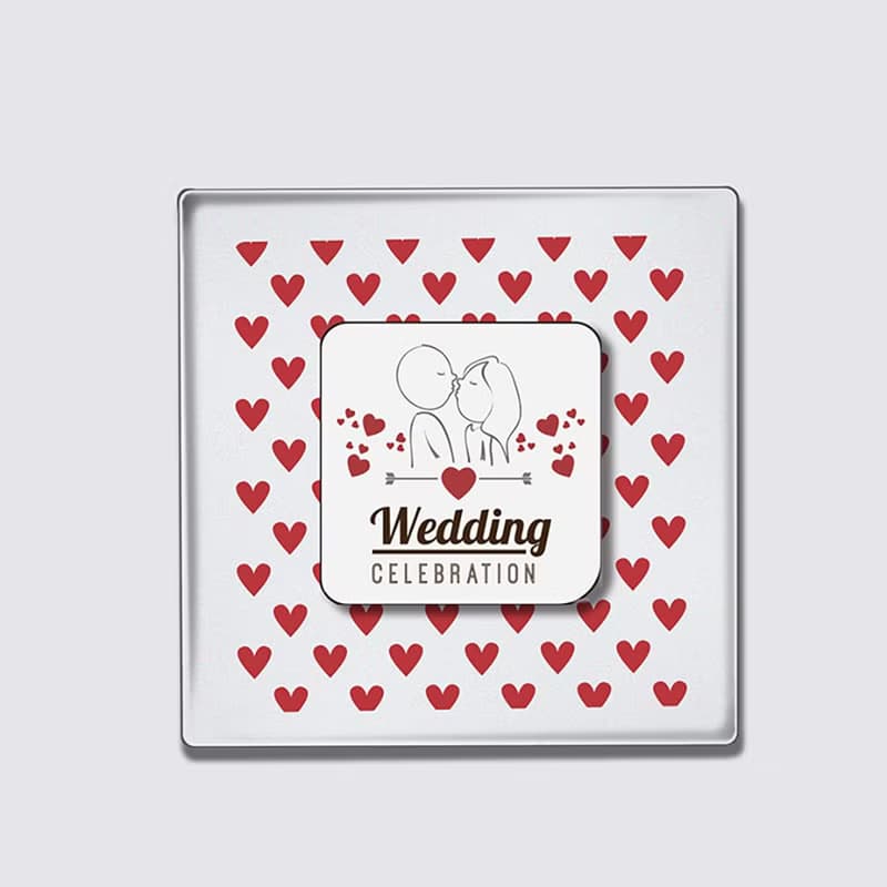 壓克力 LED 婚禮邀請卡 方形紅白Wedding 含紙信封 結婚禮物
