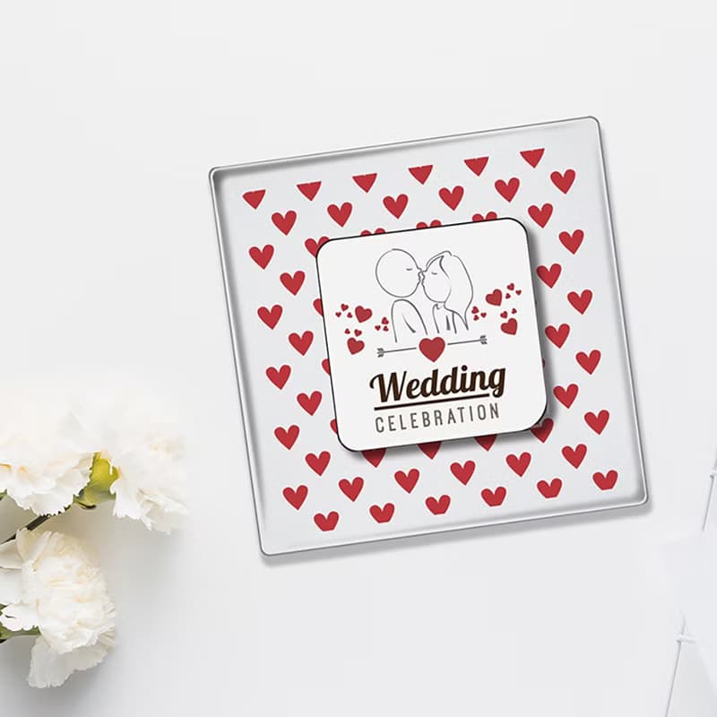 壓克力 LED 婚禮邀請卡 方形紅白Wedding 含紙信封 結婚禮物