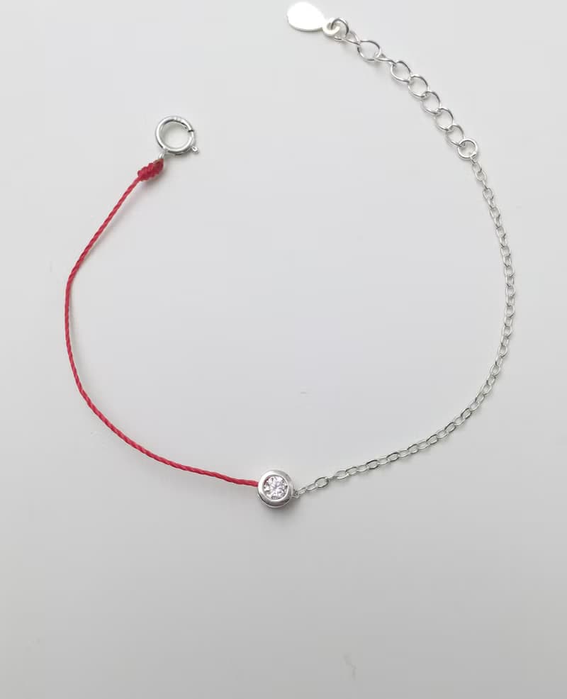 925純銀 銀包鑲鑽 半線半鍊 紅線 手鍊 銀飾 設計款 紅繩