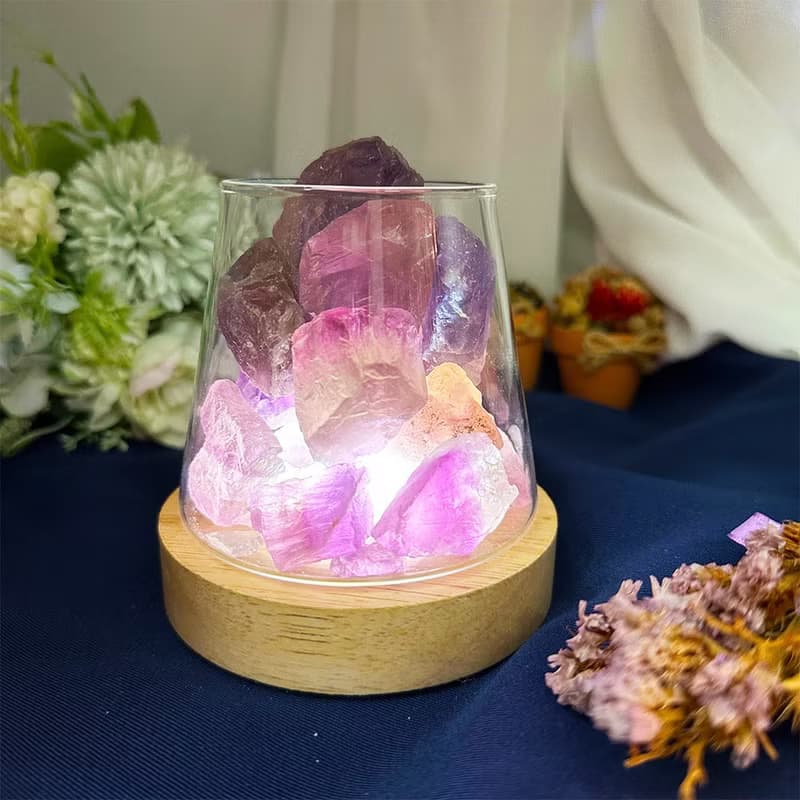 【MU工坊】紫瑩石擴香石/水晶擴香燈/碎石/室內香薰/淨化小夜燈
