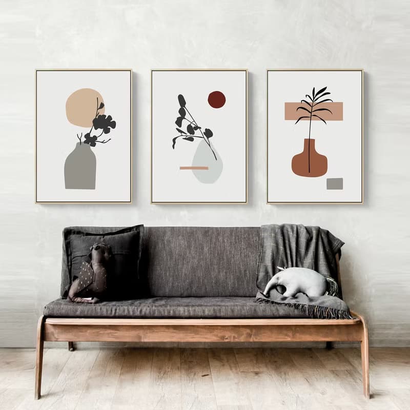 幾何 • 花器I - 簡約灰色花瓶幾何掛畫/優雅裝飾/臥室擺設/送禮