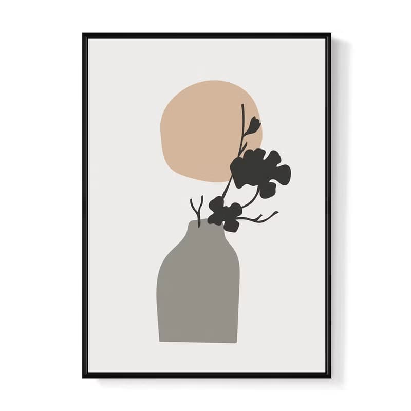 幾何 • 花器I - 簡約灰色花瓶幾何掛畫/優雅裝飾/臥室擺設/送禮