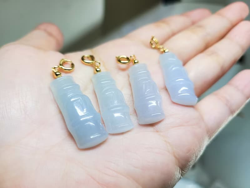 【親翠】天然翡翠 冰嬌竹節手工雕刻節節高升項鍊 畢業禮物