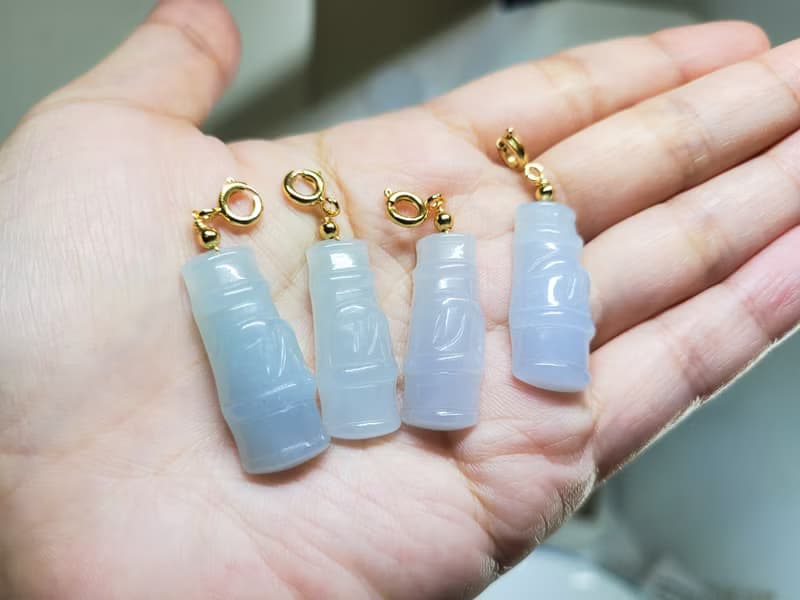 【親翠】天然翡翠 冰嬌竹節手工雕刻節節高升項鍊 畢業禮物