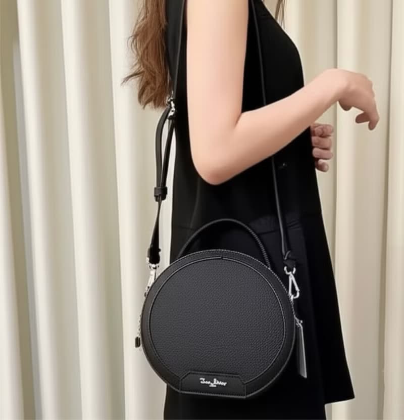 Tosca | Double Zipper Coins Bag - 斜孭包 手袋 手提袋 真皮-黑
