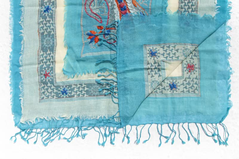 喀什米爾Cashmere Pashmina 克什米爾 刺繡羊毛披肩 針織圍巾 刺繡圍巾 羊絨披巾-花朵 露營必備 野餐