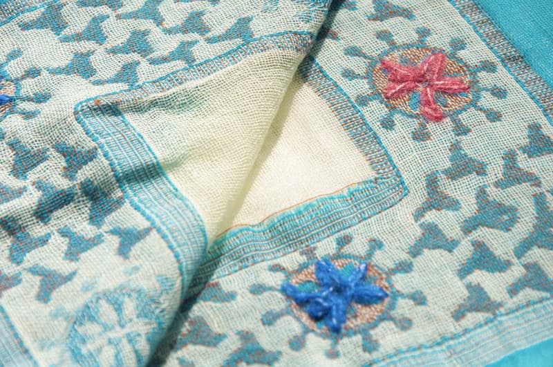 喀什米爾Cashmere Pashmina 克什米爾 刺繡羊毛披肩 針織圍巾 刺繡圍巾 羊絨披巾-花朵 露營必備 野餐