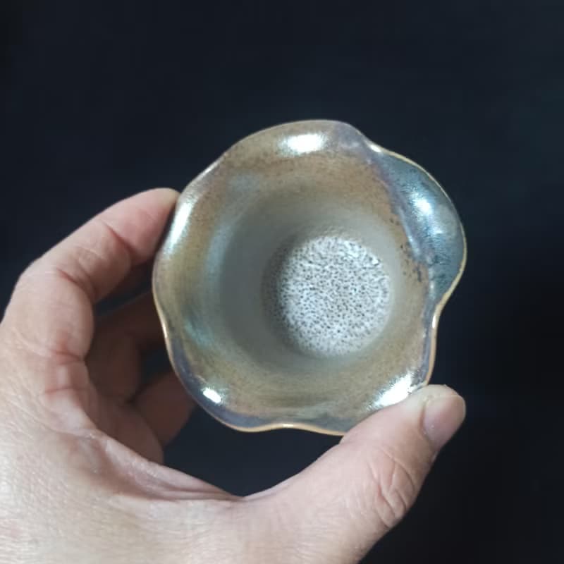 柴燒茶葉濾杯自然落灰火痕金銀彩鶯歌職人精心手作