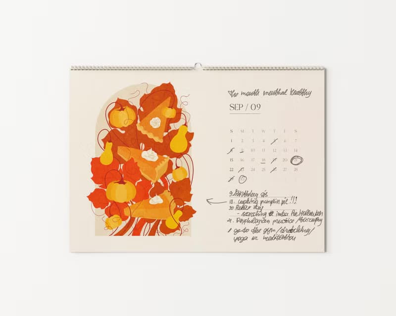 【數位】2025 Printable Calendar Monthly Food and Drink Illustrated Personalized Wall Art