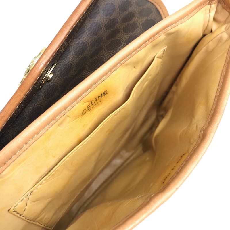 【 日本直送　名牌中古包 】CELINE セリーヌ マカダム ショルダーバッグ ブラウン トリオンフ PVC vintage ヴィンテージ 48xpj8